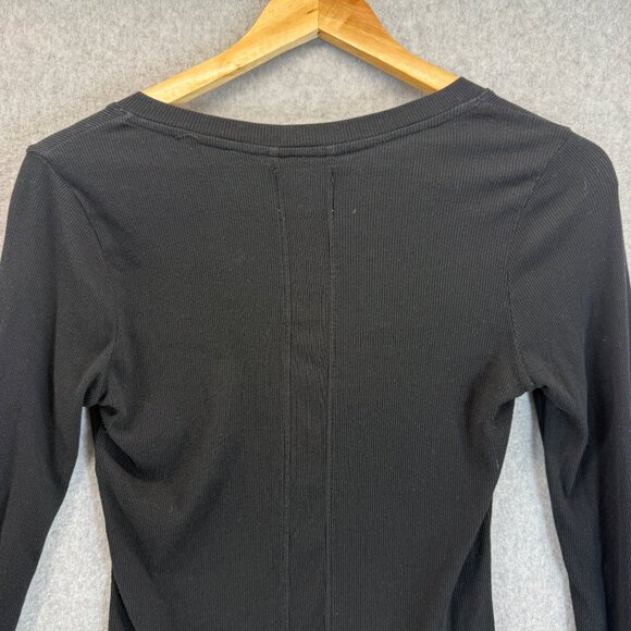 Sundays Anthropologie Shirt Womens Black Long Sleeve V-Neck Top Ribbed Size 1 - Picture 8 of 13